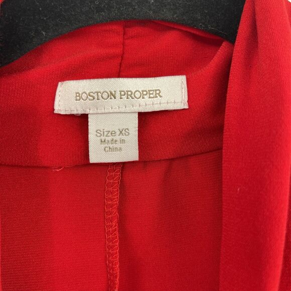 Boston Proper Womens Dress Size XSmall Red Long Sleeve Ruched Stretch Bodycon - Picture 7 of 10